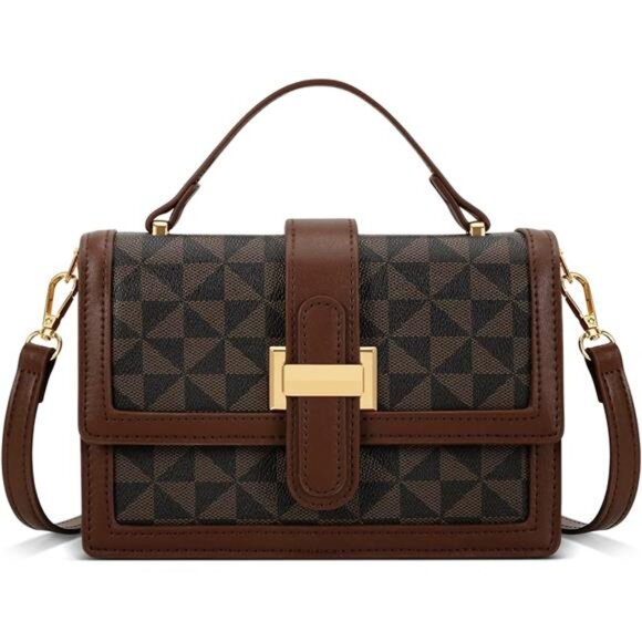 Handbags - Crossbody Bags Top Handle Purses for Lady, Brown Vegan Leather Women's Handbags